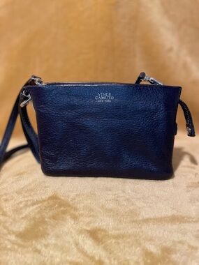 Vince Camuto Deep Navy Pebbled Leather Crossbody/Wristlet